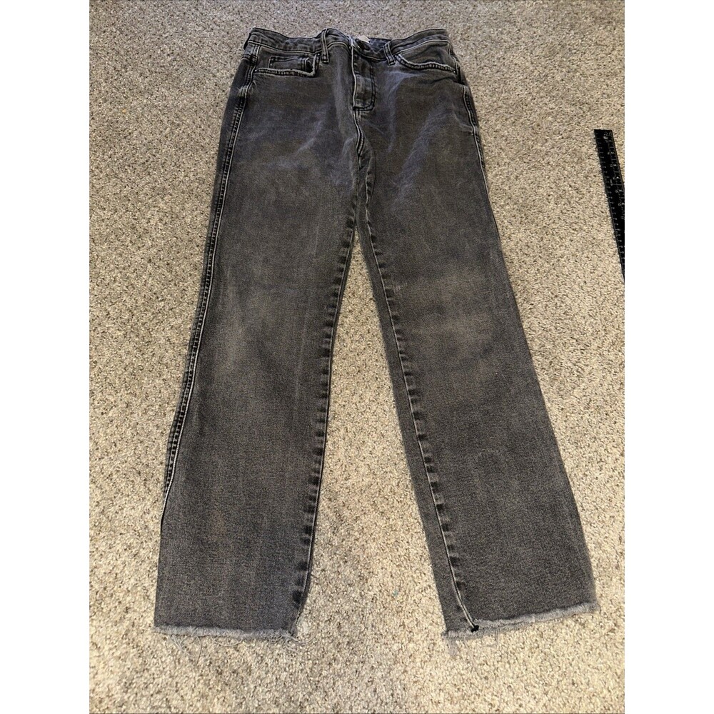 Free People Women's Jeans Size 28R High Rise Skinny Fit Black/Gray Denim